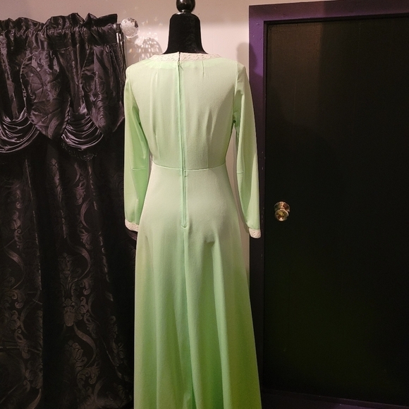 1960's flower power hippie boho maxi dress lace and textured fabric - Picture 4 of 4